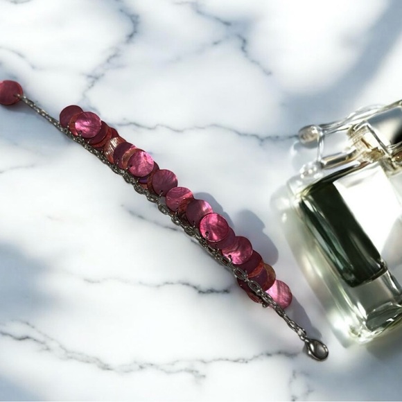 💟💎Vintage Chic Dark Pink Shell Bracelet - Picture 4 of 13